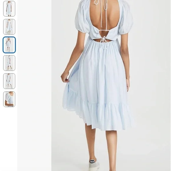 Light Blue Puff Sleeve Dress - Picture 2 of 4